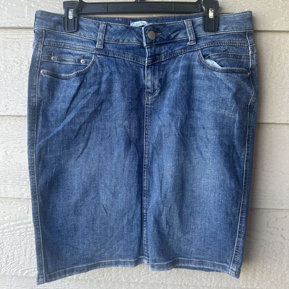 Esprit Women's Denim Jean Skirt Knee Length Sz 8 Med Wash Y2K